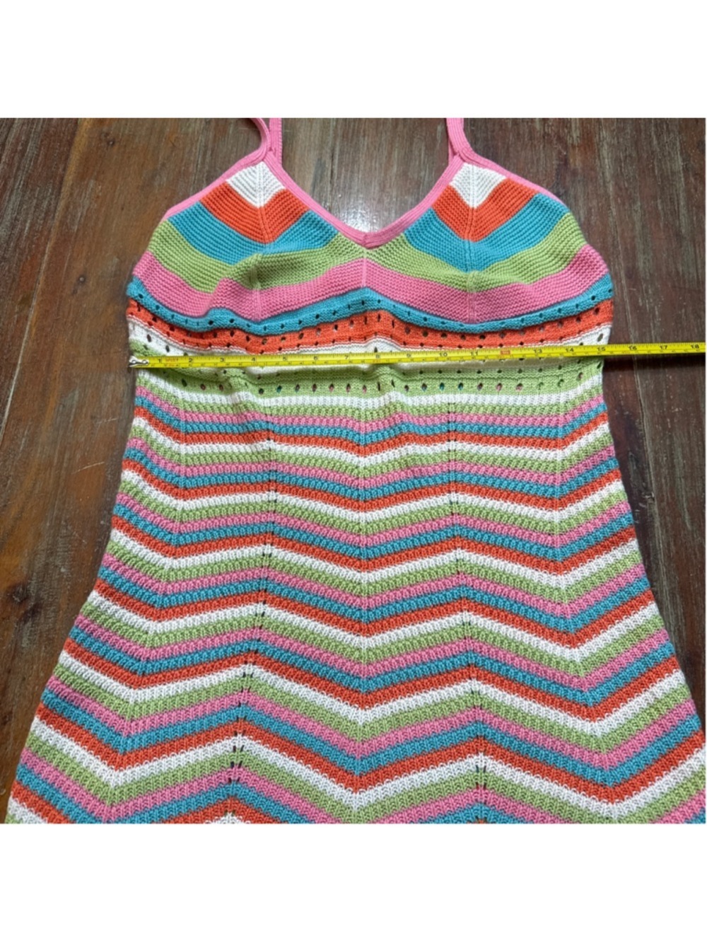 Crave Fame XL Rainbow Chevron Crochet Knit Mini Dress - Picture 8 of 11